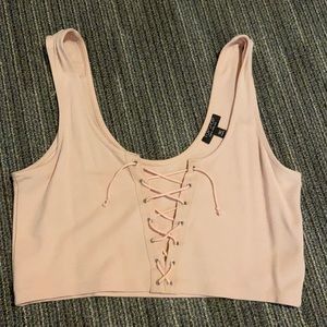 Pink tank top with ties, tags removed but never worn